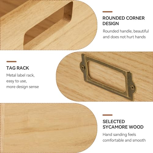 KIRIGEN Wooden Vinyl Record Storage Box Storage Crate Box for LP Hold Up to 80 Records Natural CDH-NA - Image 2