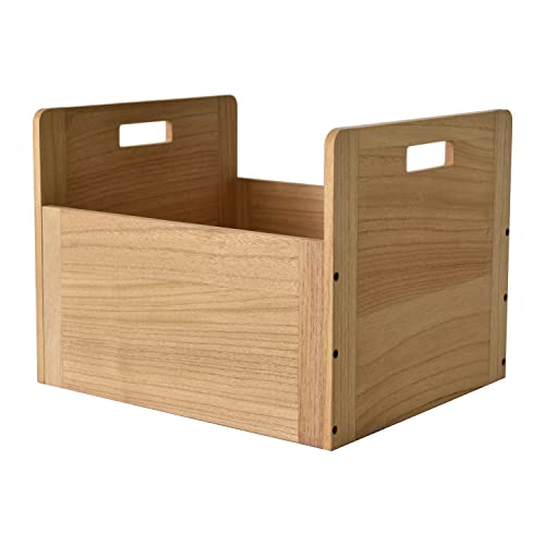 KIRIGEN Wooden Vinyl Record Storage Box Storage Crate Box for LP Hold Up to 80 Records Natural CDH-NA - Image 1