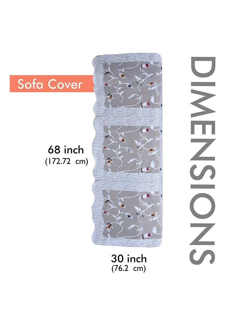 HOMECROWN HOMECROWN Net Fabric Floral Pattern French Lace 3 Seater Sofa Set Cover Beautiful Polyester and Cotton Blended Three Seated Sofa Cover for 3 Seater Sofa White 69 x 178 cm  - Image 4