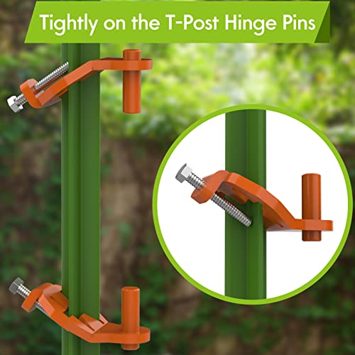 Foozet T-Post Gate Hinge Pins - Heavy Duty Gate Hanger, Hang a gate from a Metal T Post, Steel Gate Hinges Target Hanger for Farm Gate, Garden & Backyard Gate, Easy to Install (Patent) - Image 2