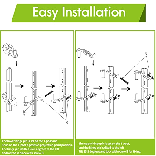 Foozet T-Post Gate Hinge Pins - Heavy Duty Gate Hanger, Hang a gate from a Metal T Post, Steel Gate Hinges Target Hanger for Farm Gate, Garden & Backyard Gate, Easy to Install (Patent) - Image 4
