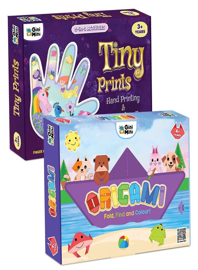 GiniMini Combo DIY Craft Kit for Kids 3-6 Years | Origami Fold Find & Colour + Tiny Prints Magical Journey | 30+ Activities | Art & Story Adventure Set | Creative Return Gift for Boys & Girls