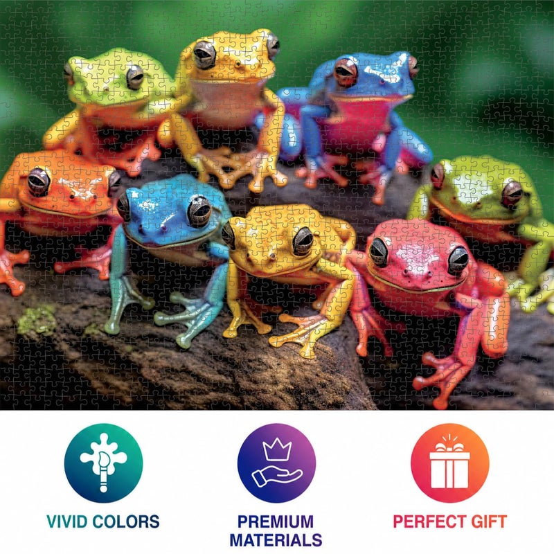 Cross & Glory - Rainbow Ribbit: Frog Ensemble - 1000 Piece Jigsaw Puzzle for Adults | Vibrant Puzzle | Premium Quality | Unique Artwork - Image 5
