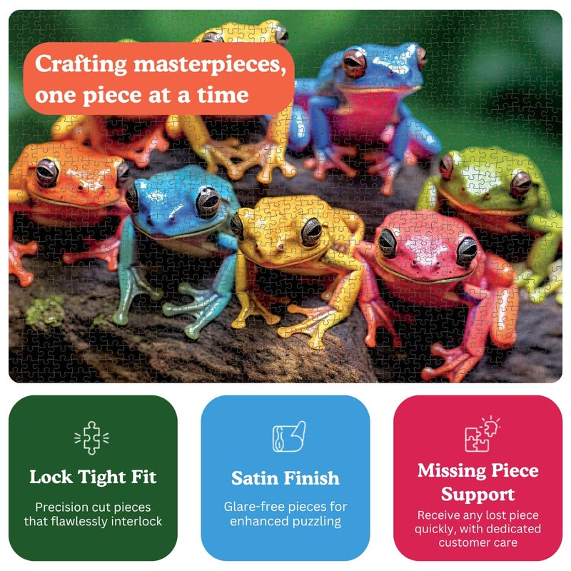 Cross & Glory - Rainbow Ribbit: Frog Ensemble - 1000 Piece Jigsaw Puzzle for Adults | Vibrant Puzzle | Premium Quality | Unique Artwork - Image 4