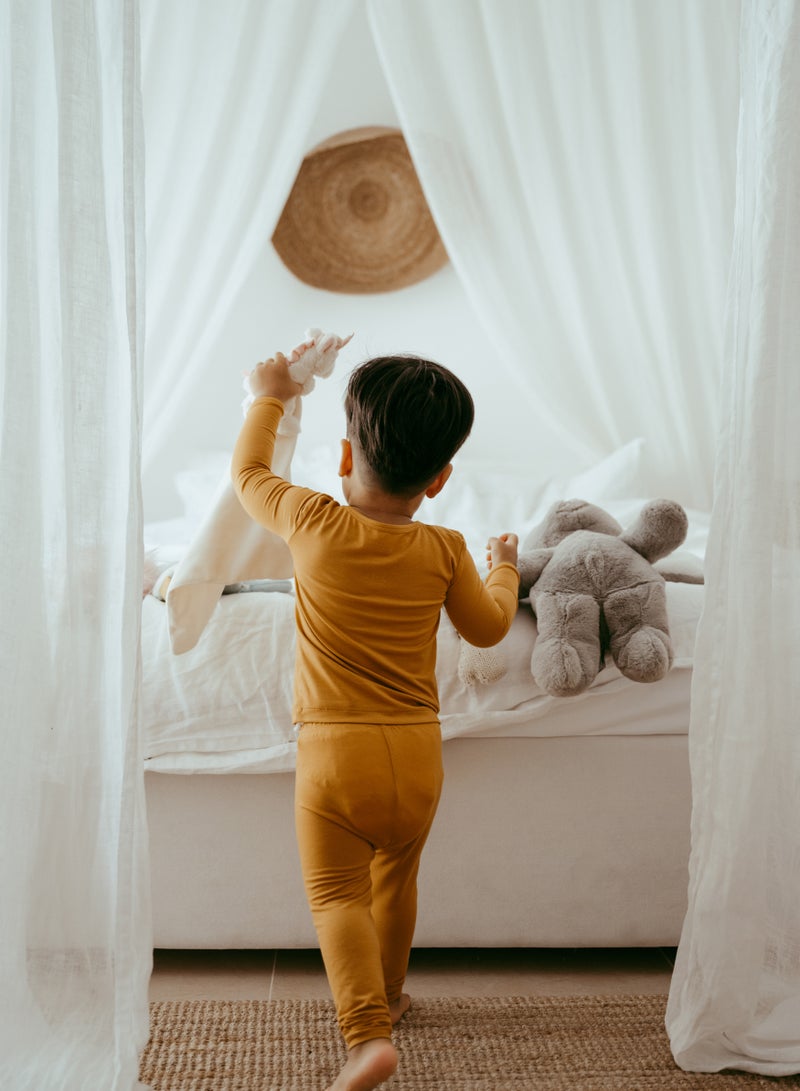 Anvi Baby Bamboo Spandex Pajama 2T- Mustard - Image 3