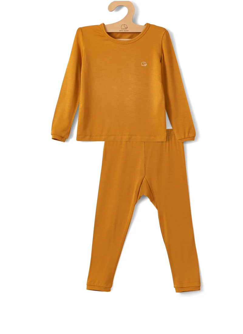 Anvi Baby Bamboo Spandex Pajama 2T- Mustard