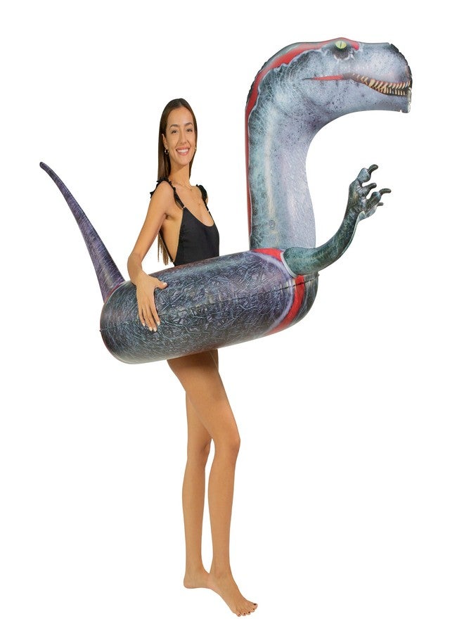 PoolCandy Inflatable 42" inch Animal Pool Tubes and Swim Rings (Velociraptor Dinosaur Inflatable 42" inch Pool Tube) - Image 1