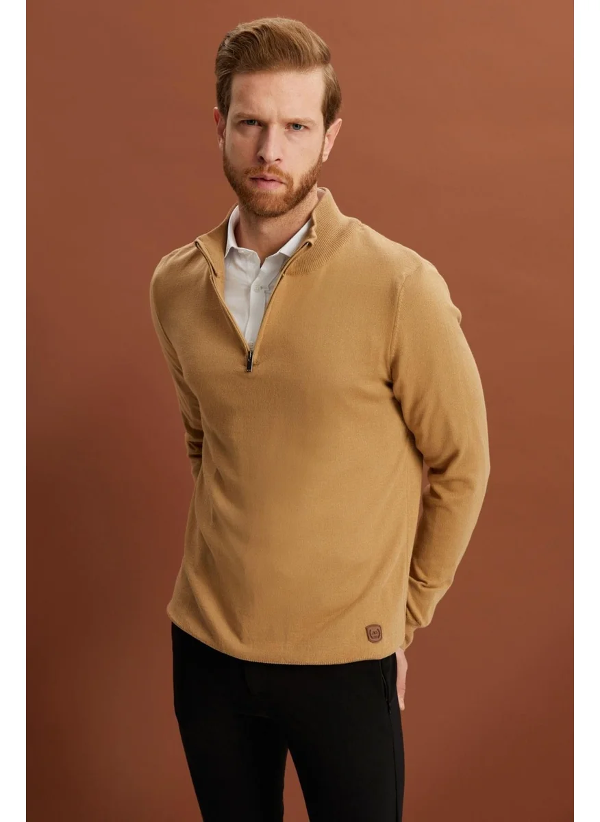 الكسندر جاردي Half Turtleneck Zippered Knit Sweater (E22-5712)