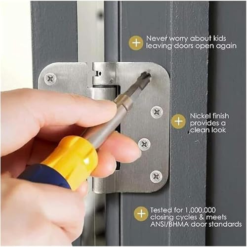 KRYLAR - Self Closing Door Hinges, Multi-Functional Hinges Automatic Door Closer, Adjustable Tension, Stainless Steel, Unfinished, Multicolor - Image 4