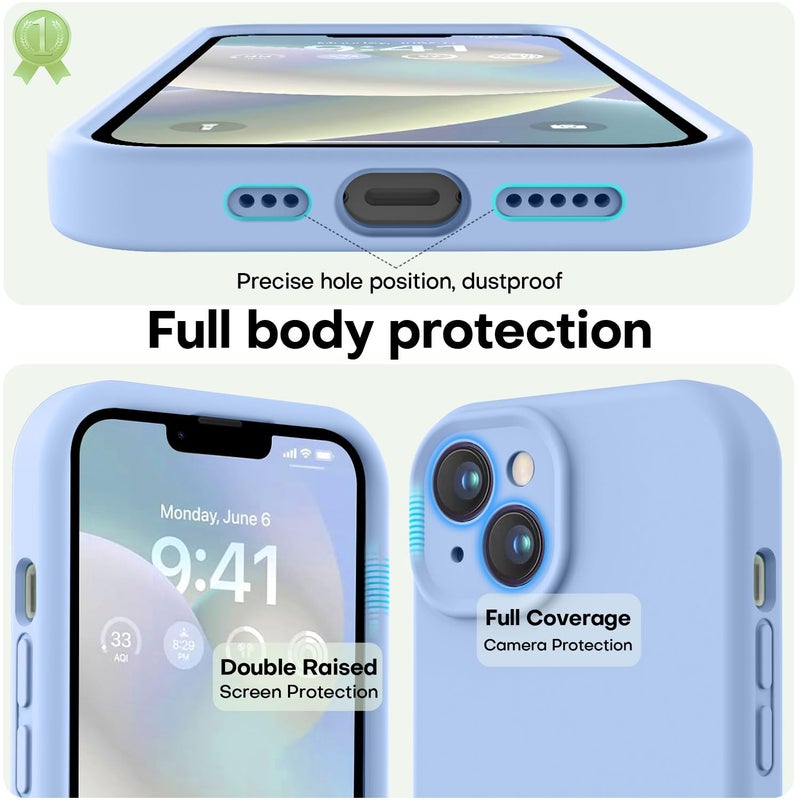 LOVE 3000 Designed for iPhone 14 Case, Premium Silicone with [Soft Anti-Scratch Microfiber Lining] Shockproof Protective Phone Case for Men Women Girls 6.1", Light Blue - Image 3