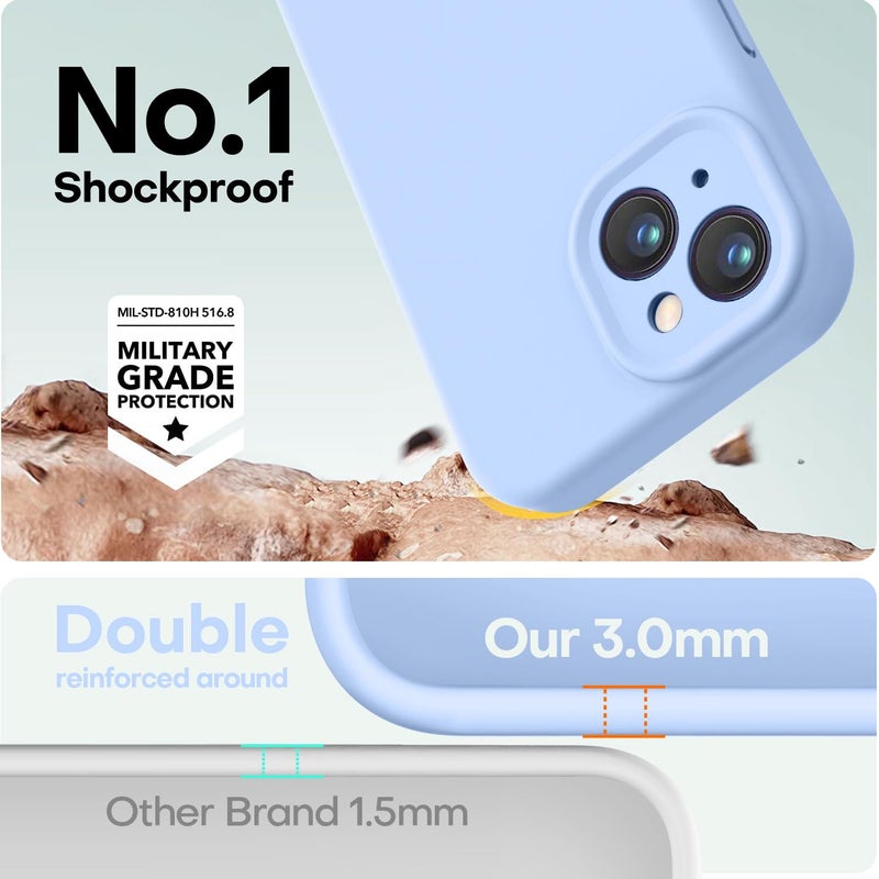 LOVE 3000 Designed for iPhone 14 Case, Premium Silicone with [Soft Anti-Scratch Microfiber Lining] Shockproof Protective Phone Case for Men Women Girls 6.1", Light Blue - Image 4