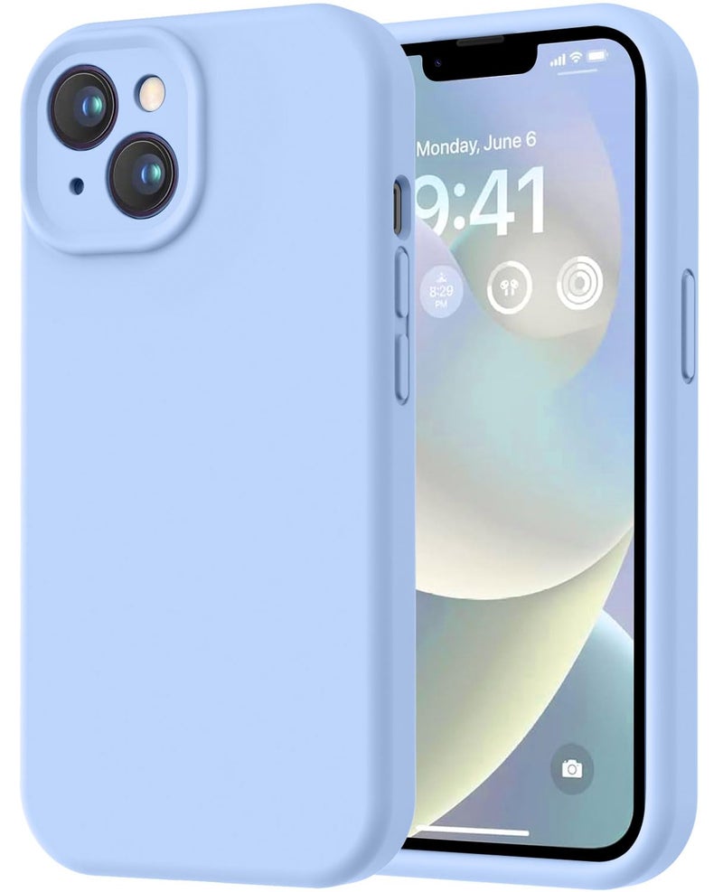 LOVE 3000 Designed for iPhone 14 Case, Premium Silicone with [Soft Anti-Scratch Microfiber Lining] Shockproof Protective Phone Case for Men Women Girls 6.1", Light Blue - Image 1