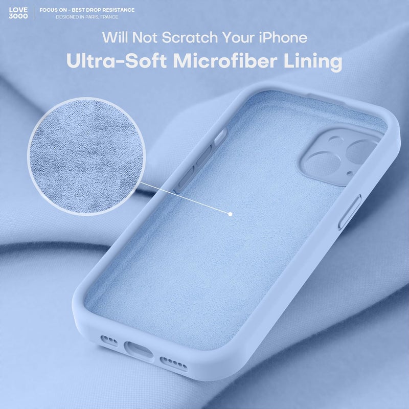 LOVE 3000 Designed for iPhone 14 Case, Premium Silicone with [Soft Anti-Scratch Microfiber Lining] Shockproof Protective Phone Case for Men Women Girls 6.1", Light Blue - Image 5