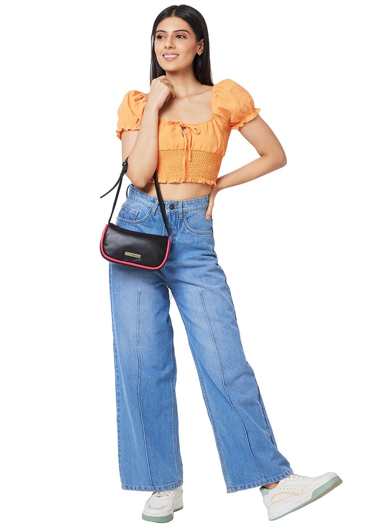 كابريسي جرايسي حقيبة يد من الجلد الصناعي الأسود الصلب متوسطة الحجم - Image 2