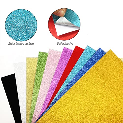 OLIREXD Glitter Cardstock Paper,20 Sheets Glitter Adhesive Glitter Cardstock Paper Pack A4 Self-Adhesive Sticky 8.2 x 11.6 inches Glitter Sticker Paper for Craft DIY (Mixed Color) - Image 3