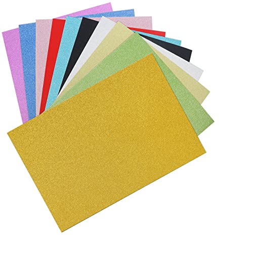 OLIREXD Glitter Cardstock Paper,20 Sheets Glitter Adhesive Glitter Cardstock Paper Pack A4 Self-Adhesive Sticky 8.2 x 11.6 inches Glitter Sticker Paper for Craft DIY (Mixed Color) - Image 1