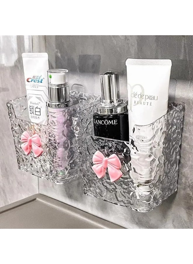 Acrylic Toothbrush and Tissue Organizer with Elegant Wave Design – Wall Mounted No Drilling Storage Rack for Bathroom, Bedroom and Vanity – Multi Functional Makeup Brush Holder and Cosmetic Organizer Shelf for Home Decor and Office Accessories - Image 5