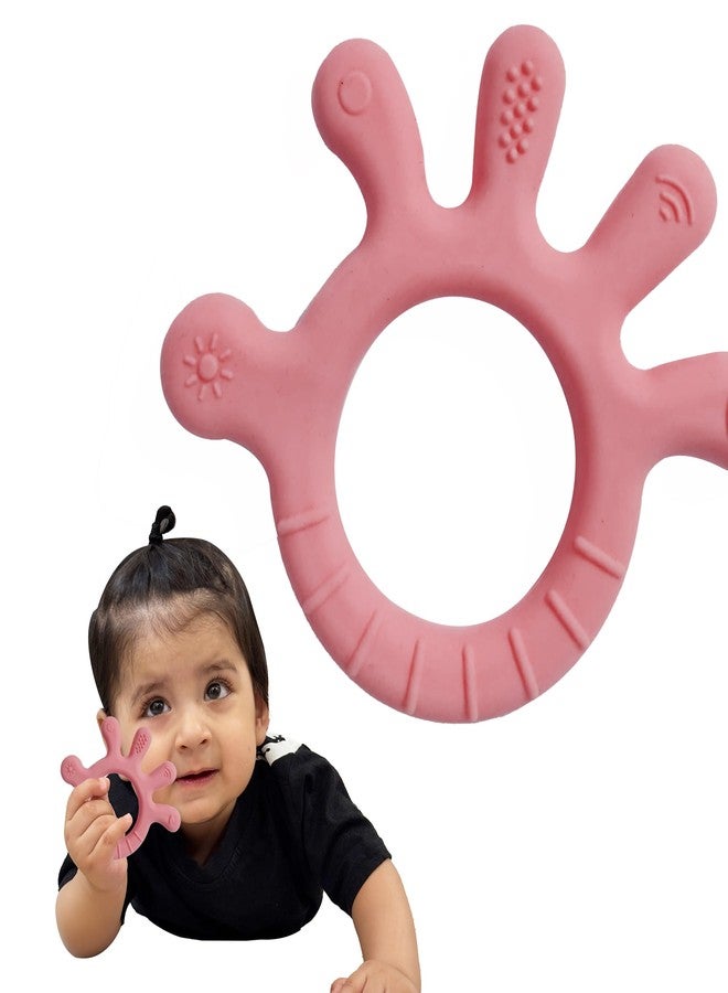 Kidology Finger Shape Teether for Babies 6+ Months - BPA Free Silicone Teething Toys for Infants | Safe and Soft Chewable Toy for Soothing Gums | Ideal Gift for Baby Girls & Boys | Pink - Image 1