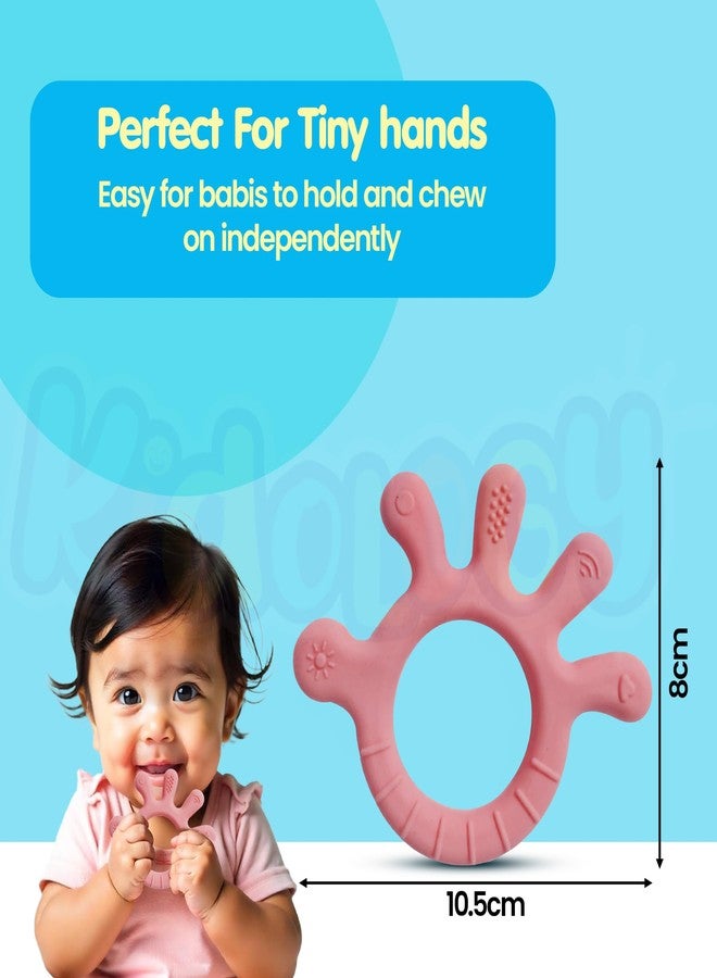 Kidology Finger Shape Teether for Babies 6+ Months - BPA Free Silicone Teething Toys for Infants | Safe and Soft Chewable Toy for Soothing Gums | Ideal Gift for Baby Girls & Boys | Pink - Image 2
