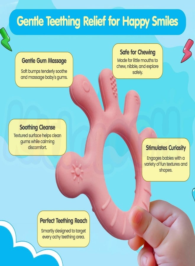 Kidology Finger Shape Teether for Babies 6+ Months - BPA Free Silicone Teething Toys for Infants | Safe and Soft Chewable Toy for Soothing Gums | Ideal Gift for Baby Girls & Boys | Pink - Image 4