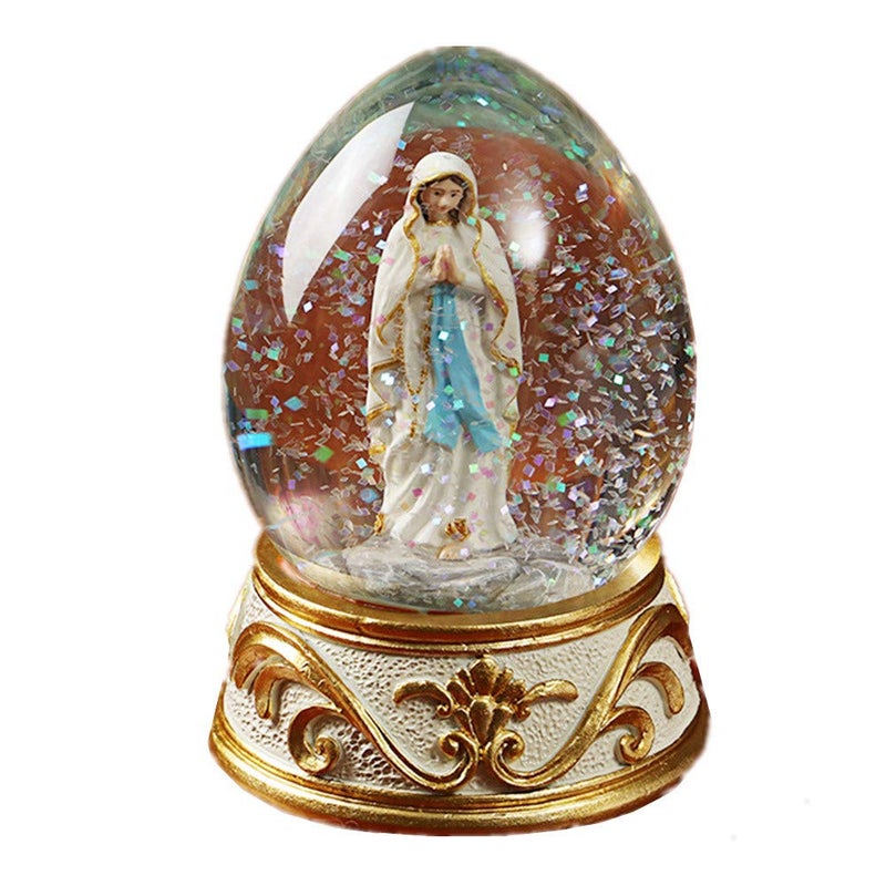 QTMY QTMY 4 Inch Religious Virgin Mary Figure Water Snow Globe Catholic HandPainted Figure 