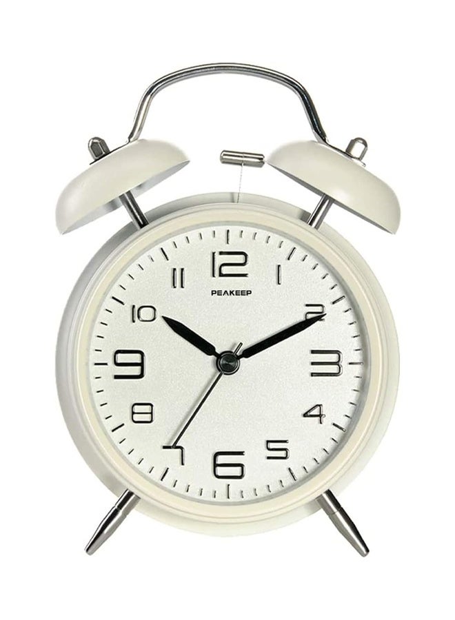 DUNISO 4-inch Dual-bell Alarm Clock for Deep Sleepers, No-tick Nighttime Backlight Battery Powered, Powerful Wake-up (White) - Image 4