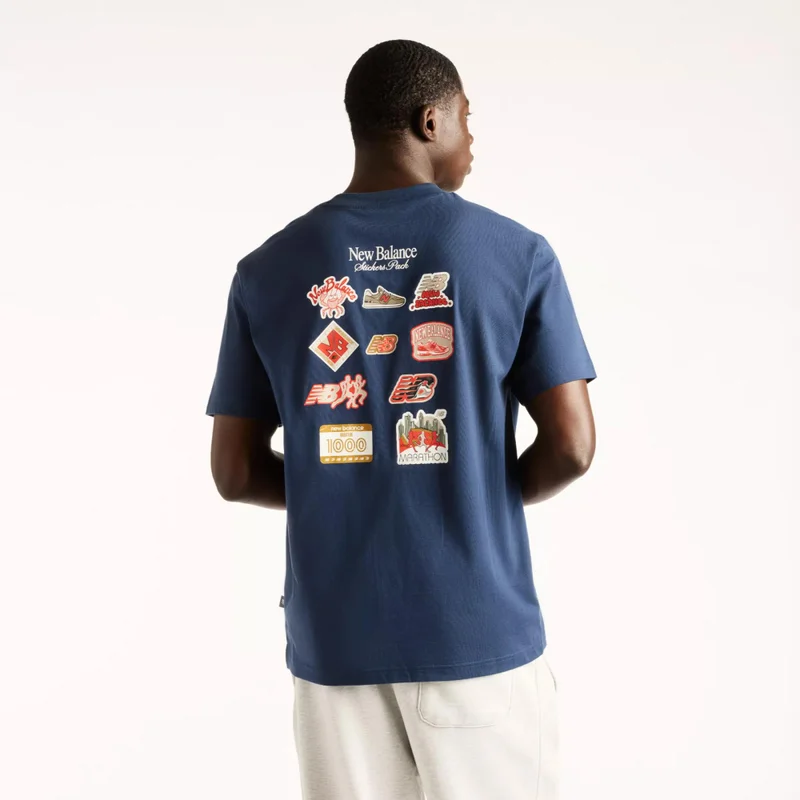 New Balance NB Navy Men's Sticker Pack T-Shirt for Men | Best Price UAE