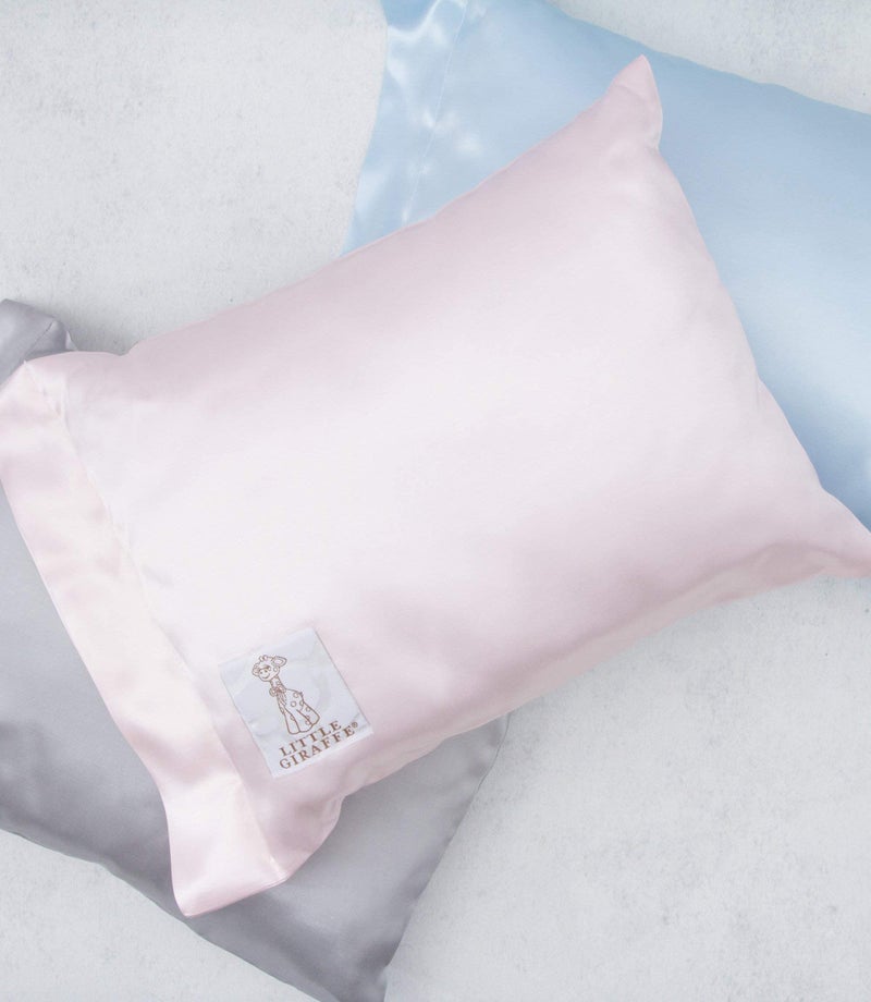 Little Giraffe Satin Decor Pillow - Ultra-Soft Feather Yarn Knit with Elegant Satin Trim - 10" x 13", White - Image 2