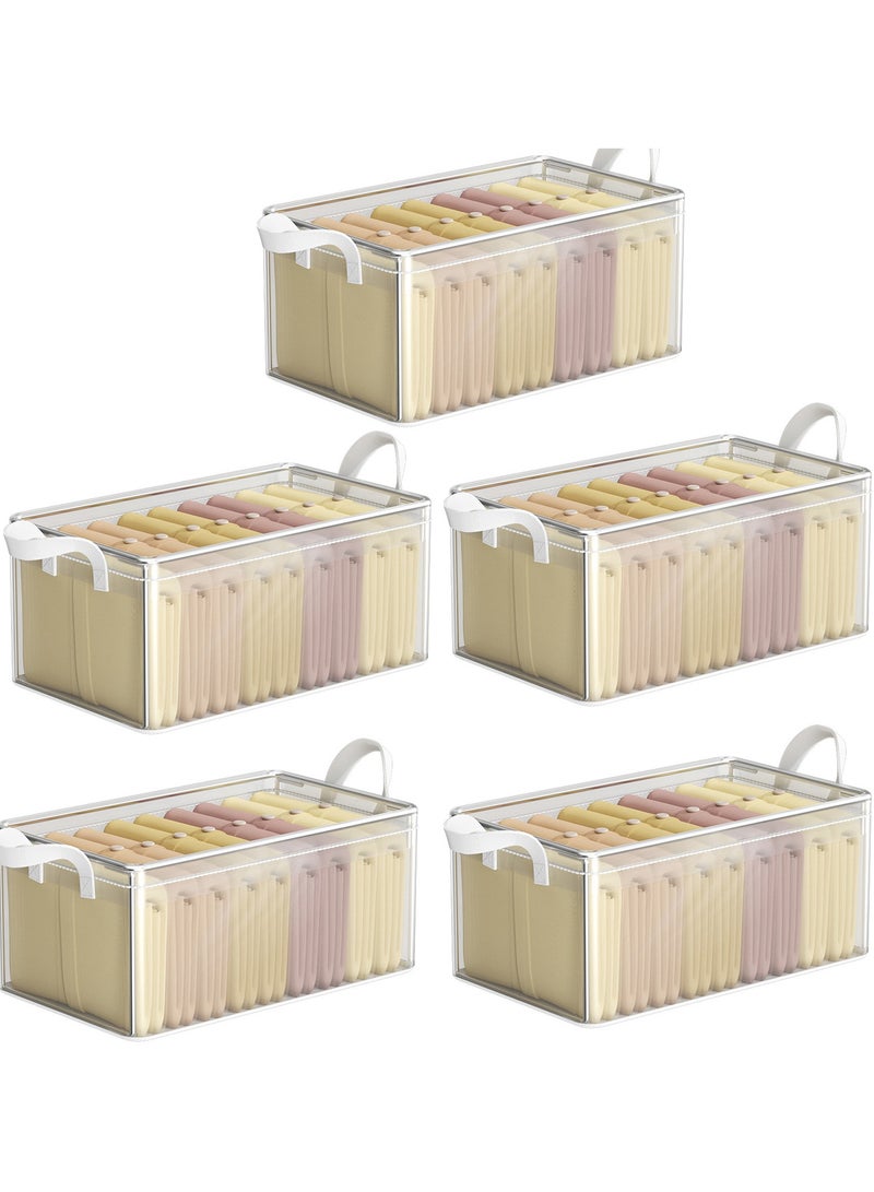 CityRiya-Long Clothes Storage Box Stackable Storage Bins Foldable Storage Bags, Closet Organizer Baskets Cube, Clothes Storage Containers for Organizing Bedroom, Closet, Clothing, Toys, Office, Nursery (5 Pack) - Image 1