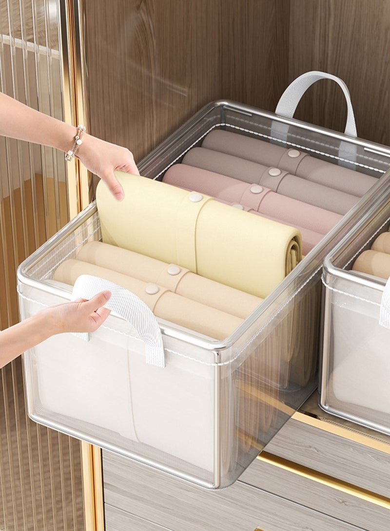 CityRiya-Long Clothes Storage Box Stackable Storage Bins Foldable Storage Bags, Closet Organizer Baskets Cube, Clothes Storage Containers for Organizing Bedroom, Closet, Clothing, Toys, Office, Nursery (5 Pack) - Image 3