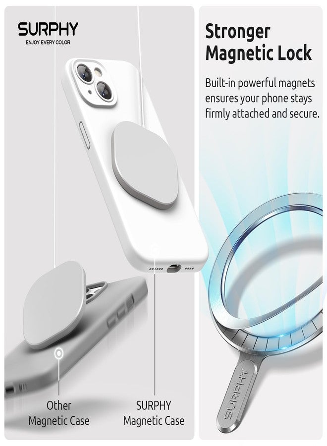 جراب SURPHY مصمم خصيصًا لهاتف iPhone 15 Plus، متوافق مع MagSafe (6.7 بوصة، إصدار 2023)، مع واقي شاشة مزدوج، جراب هاتف من السيليكون السائل (حماية للكاميرا + بطانة ناعمة من الألياف الدقيقة)، أبيض - Image 3