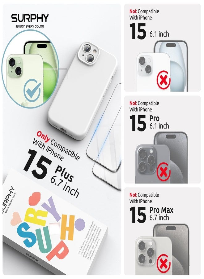 جراب SURPHY مصمم خصيصًا لهاتف iPhone 15 Plus، متوافق مع MagSafe (6.7 بوصة، إصدار 2023)، مع واقي شاشة مزدوج، جراب هاتف من السيليكون السائل (حماية للكاميرا + بطانة ناعمة من الألياف الدقيقة)، أبيض - Image 2