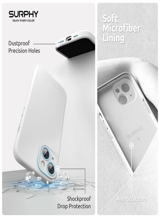 جراب SURPHY مصمم خصيصًا لهاتف iPhone 15 Plus، متوافق مع MagSafe (6.7 بوصة، إصدار 2023)، مع واقي شاشة مزدوج، جراب هاتف من السيليكون السائل (حماية للكاميرا + بطانة ناعمة من الألياف الدقيقة)، أبيض - Image 5