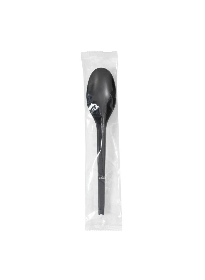 Restaurantware Basic Nature 6.5 Inch Wrapped Compostable Spoons, 250 Individually Wrapped Plant-Based Silverware - For Hot And Cold Foods, Black CPLA Plastic Disposable Cutlery, BPI-Certified - Image 1