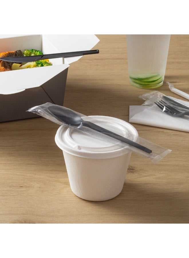 Restaurantware Basic Nature 6.5 Inch Wrapped Compostable Spoons, 250 Individually Wrapped Plant-Based Silverware - For Hot And Cold Foods, Black CPLA Plastic Disposable Cutlery, BPI-Certified - Image 3