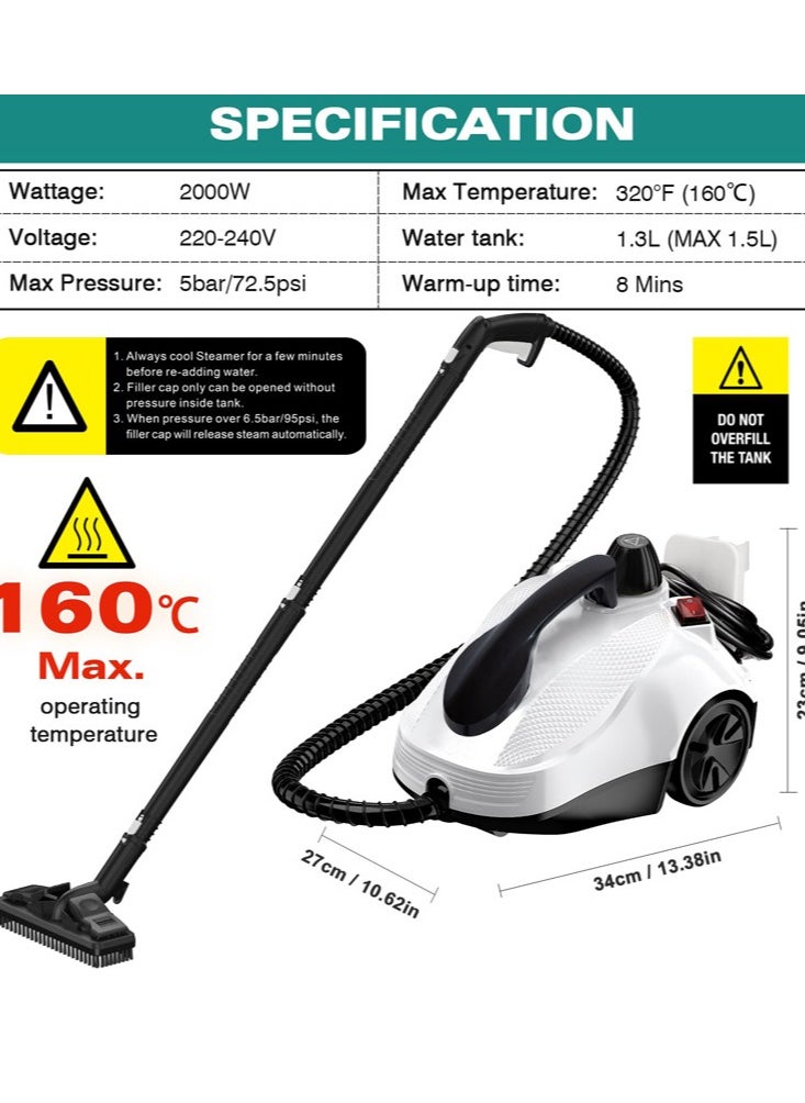 Joshberg Steam Cleaner, Steam Mop with 17 Accessories, Powerful Multipurpose Portable Steamer for Cleaning to Remove Grime, Grease, for Multi-Surface Floors, Heavy Duty Canister Steamer  - Image 5
