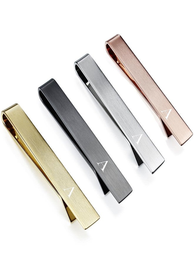 HAWSON Initial Tie Clip-Skinny Tie Bar for Mens 4Pcs Tie Clips Personalized Suitable for Wedding Anniversary Business and Daily Life Come with a Black Gift Box - Image 1
