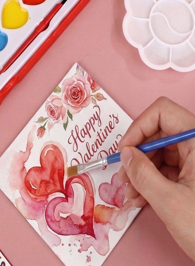 YooNotee 12 Pack Mini Painting Set for Adults 12 Heart Shaped Watercolor Paint Set 8 Colors 12 Small Easels 24 Paintbrushes 12 Palettes 12 Blank Canvases and Other Tool Gift for Birthday Party - Image 3