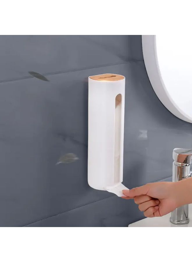 White Wall Mounted Plastic Pad Dispenser Easy Access Saver Container Bathroom Organizer - Image 5