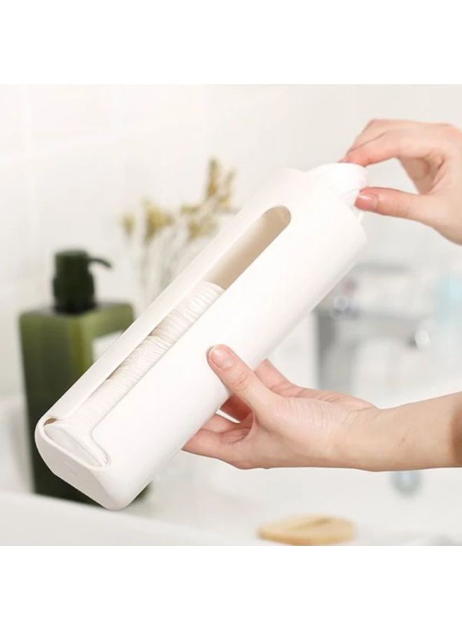 White Wall Mounted Plastic Pad Dispenser Easy Access Saver Container Bathroom Organizer - Image 2