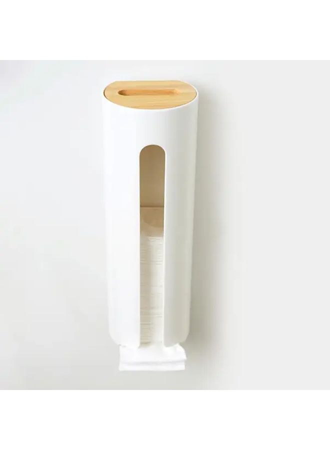 White Wall Mounted Plastic Pad Dispenser Easy Access Saver Container Bathroom Organizer - Image 1