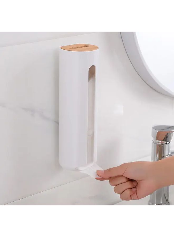 White Wall Mounted Plastic Pad Dispenser Easy Access Saver Container Bathroom Organizer - Image 4