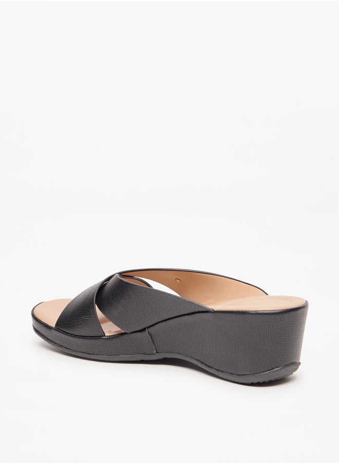 Le Confort Women Textured Cross Strap Slip-On Sandals with Wedge Heel  - Image 2