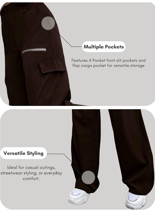 GRECIILOOKS Cargo Pants For Woman | Trousers For Womans |High Waist Trouser for Women – Flared Parachute Pants with Side Pockets |Womens Cargo Pant | Elegant for College & Events (pack of 2) - Image 2