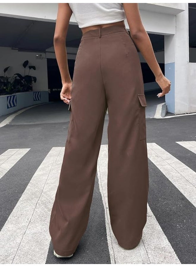 GRECIILOOKS Cargo Pants For Woman | Trousers For Womans |High Waist Trouser for Women – Flared Parachute Pants with Side Pockets |Womens Cargo Pant | Elegant for College & Events (pack of 2) - Image 4