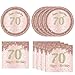 KHAIVI 40Pcs 70th Birthday Decorations for Women Rose Gold 70 Year Old Birthday Decorations Include 70th Birthday Paper Plates and Napkins Set1956 Disposable Tableware Party Supplies Kit For Girl Ladies - Image 3