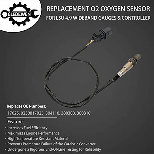 Gledewen LSU 4.9 Lambda WideBand O2 Oxygen Sensor | for AEM 30-4110 30-0300 30-0310 - X Series AFR Inline Controller - UEGO A/F Ratio Wideband 02 Gauge | Replace# 17025, 0258017025 - Image 4