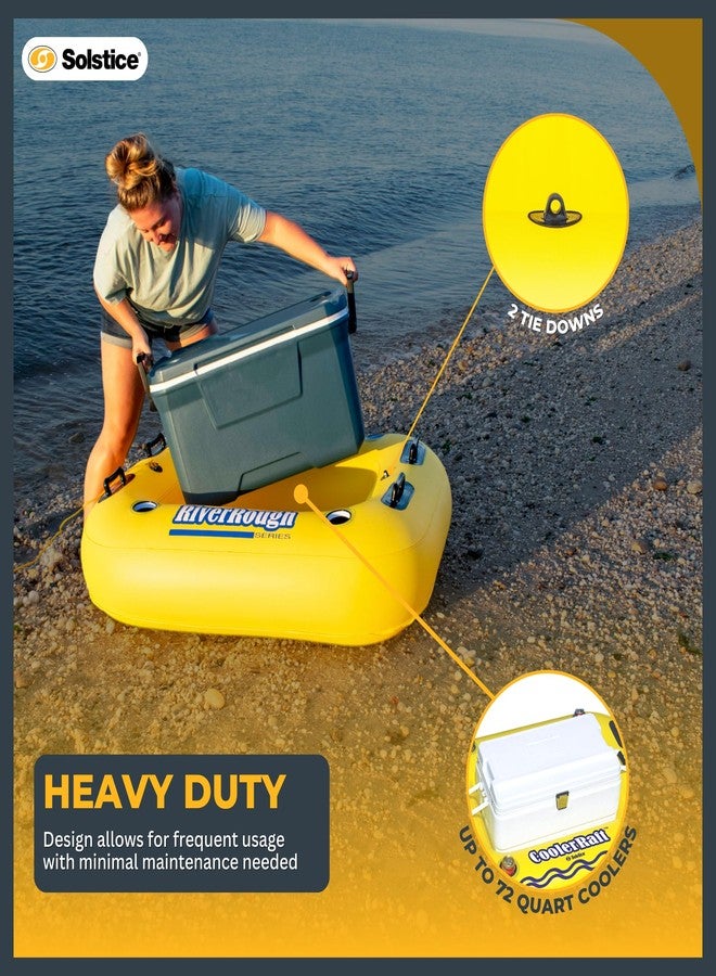 Solstice طوف قابل للنفخ من سولستيس - مادة ثقيلة مع مقابض للقبض لحمام السباحة، البحيرة والنهر - مدمج مع قاعدة شبكية، حوامل أكواب، وحبل - طوف مبرد، أصفر، 55" - Image 5