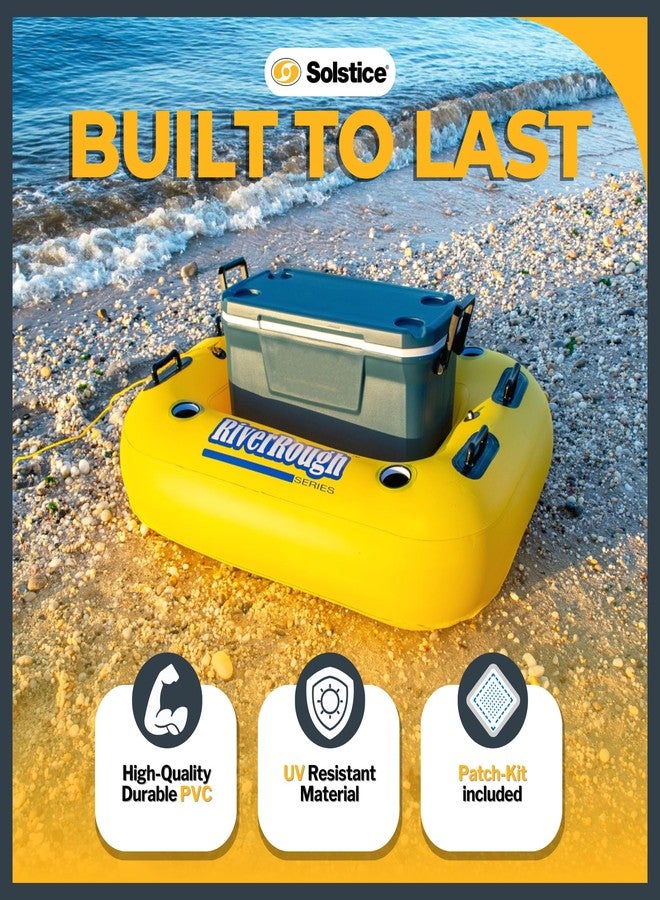 Solstice طوف قابل للنفخ من سولستيس - مادة ثقيلة مع مقابض للقبض لحمام السباحة، البحيرة والنهر - مدمج مع قاعدة شبكية، حوامل أكواب، وحبل - طوف مبرد، أصفر، 55" - Image 3