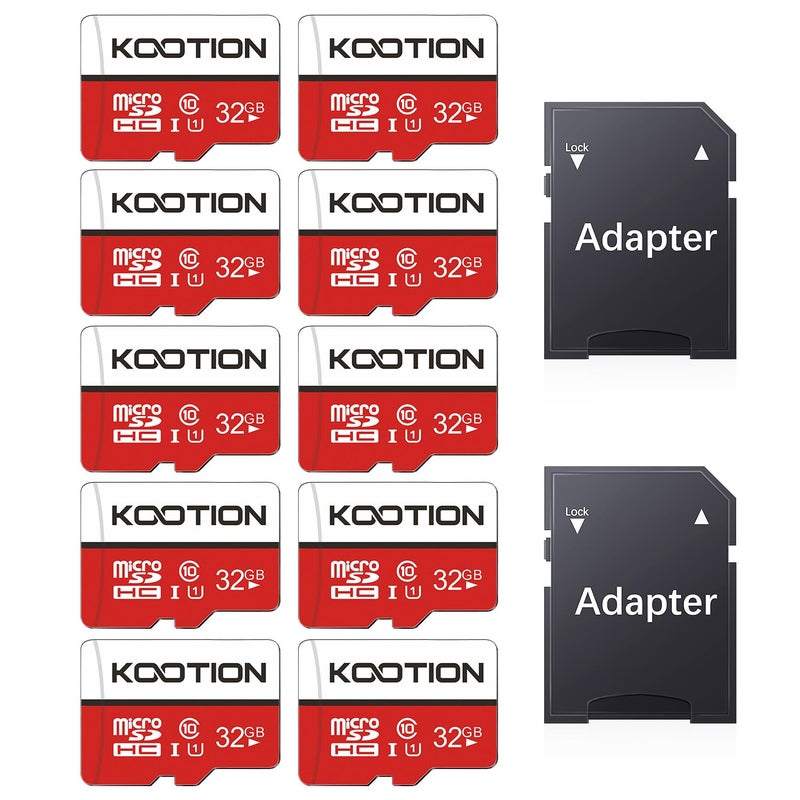 KOOTION 32GB Micro SD Cards 10-Pack, UHS-1 TF Flash Memory Card, U1, Class 10 microSDHC Card with Adapter - Image 1